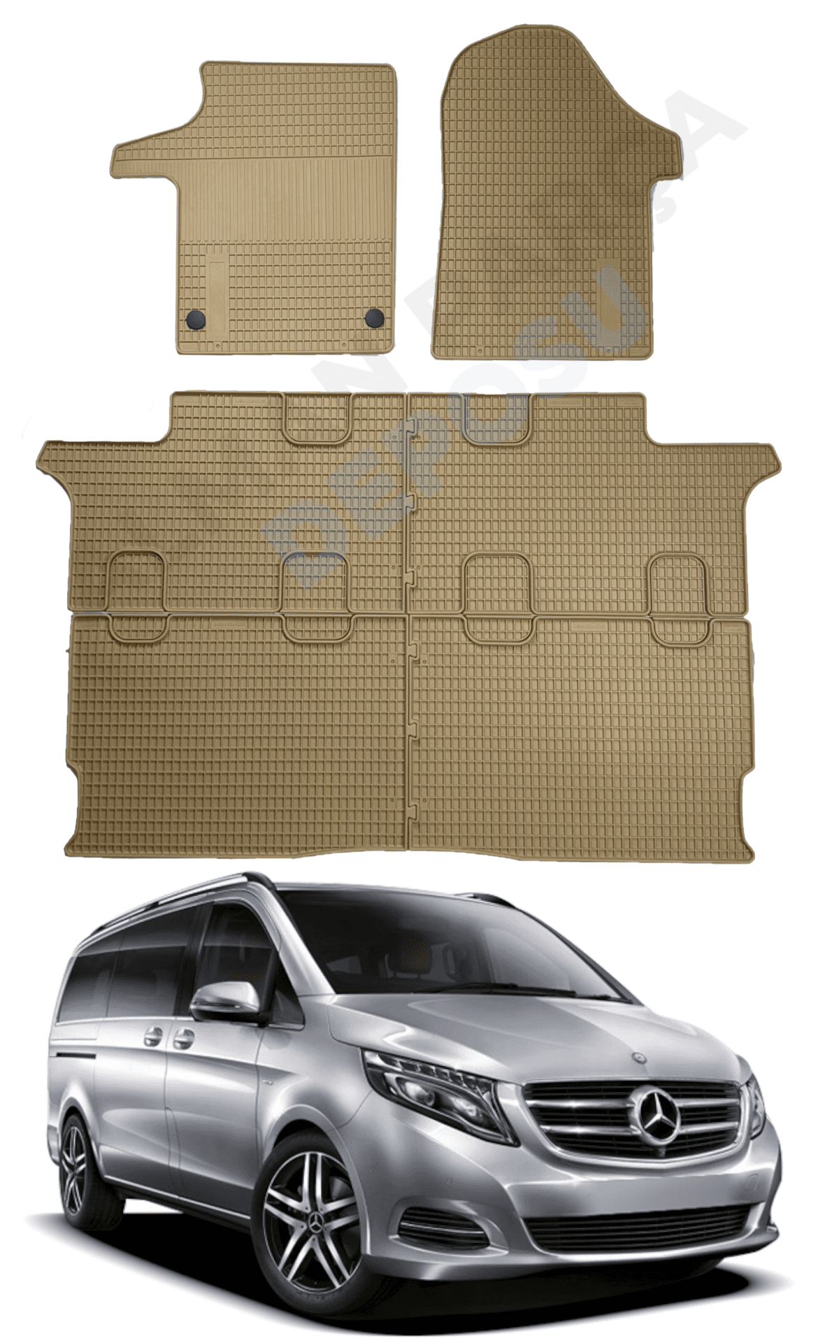 Mercedes Vito Serisi 2014- W447 Lastik Paspas Bej 6 Parça Koku Yapmaz Orijinal Kesim Schönek