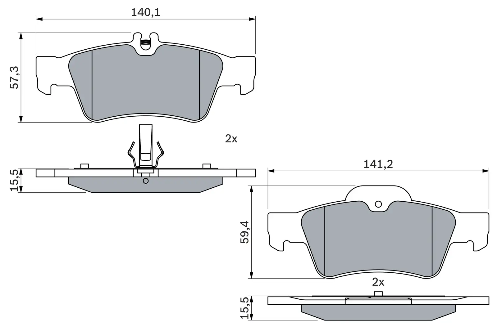 Mercedes W211 E 280 Fren Balatası Arka | BOSCH 0986424699