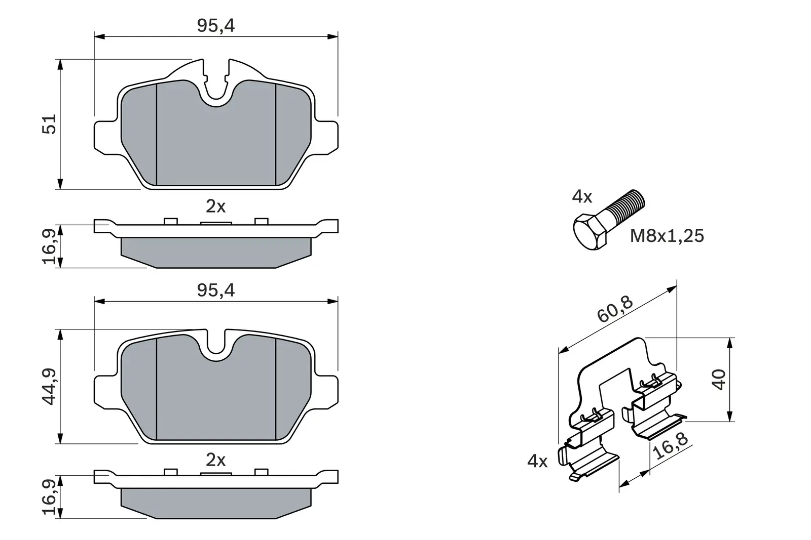 BMW E87 116d Fren Balatası Arka | BOSCH 0986494269