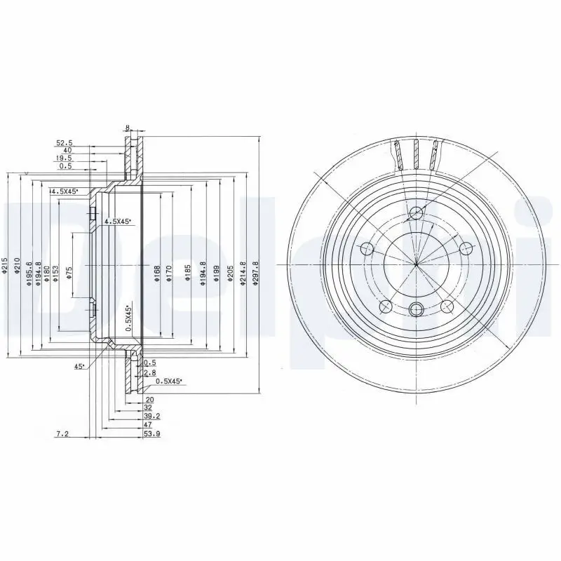 BMW 5 Serisi E39 Fren Diski Ön Havalı 298mm | DELPHI BG3042