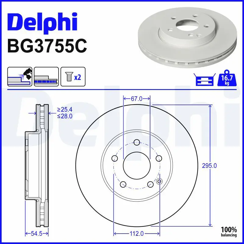 Mercedes W221 Fren Diski Ön Havalı 295mm | DELPHI BG3755C