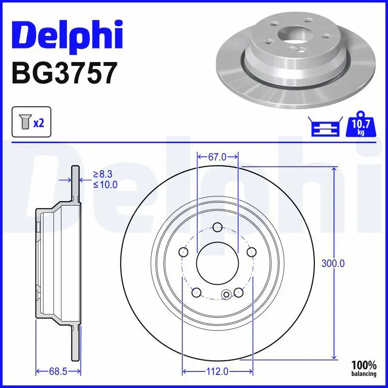 Mercedes W218 Fren Diski Arka Havasız 300mm | DELPHI BG3757