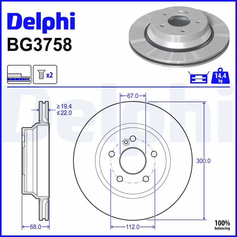 Mercedes W218 Fren Diski Ön Havalı 300mm | DELPHI BG3758