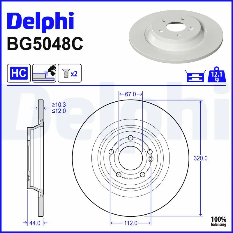 Mercedes W118 Fren Diski Arka Havasız 320mm | DELPHI BG5048C