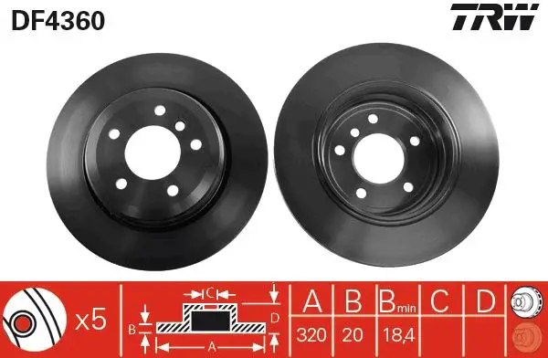 BMW 5 Serisi E60 525 d N52 Arka Fren Diski | TRW DF4360