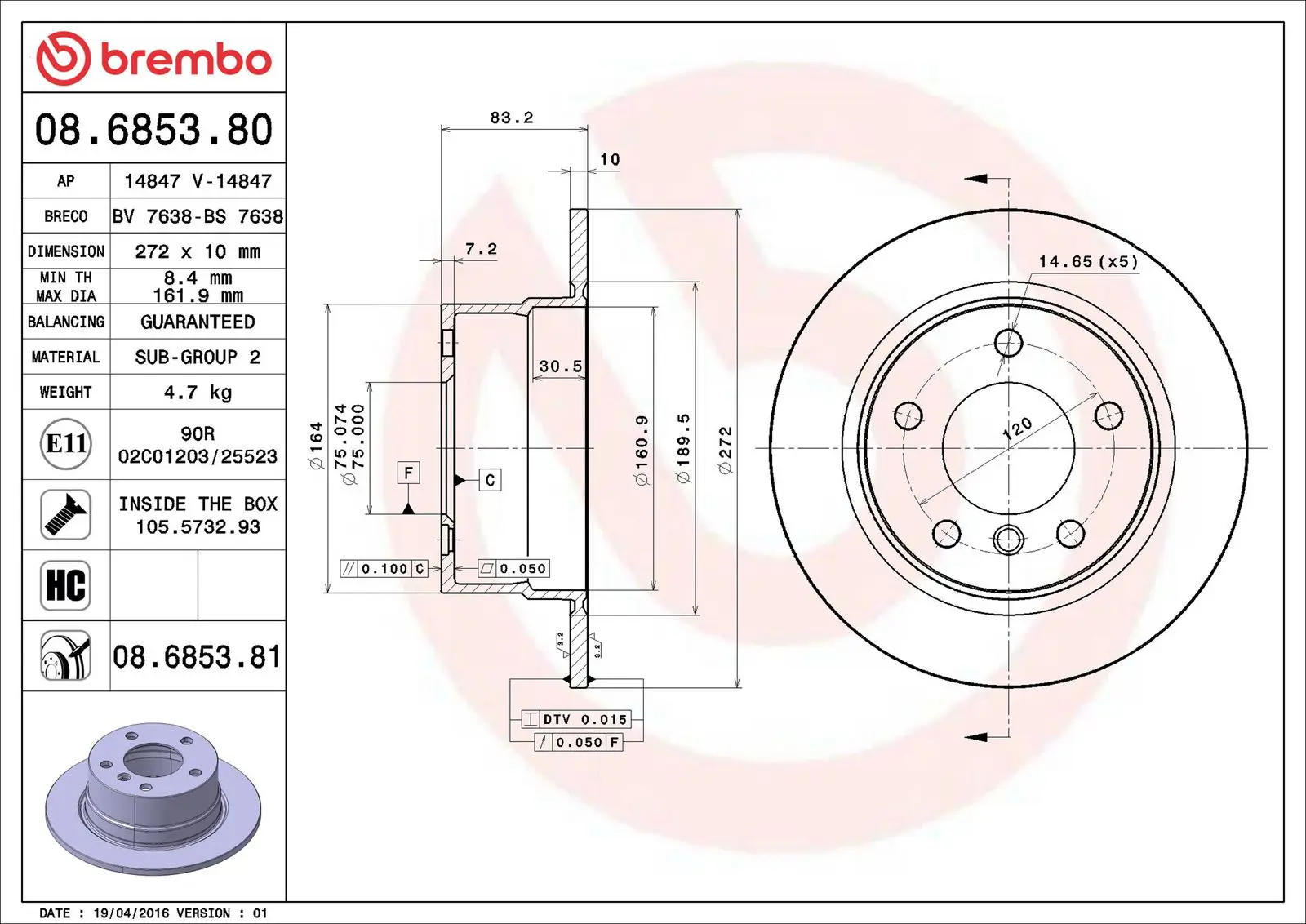 BMW 3 Serisi E36 2.2 i Arka Fren Diski | BREMBO 08685381