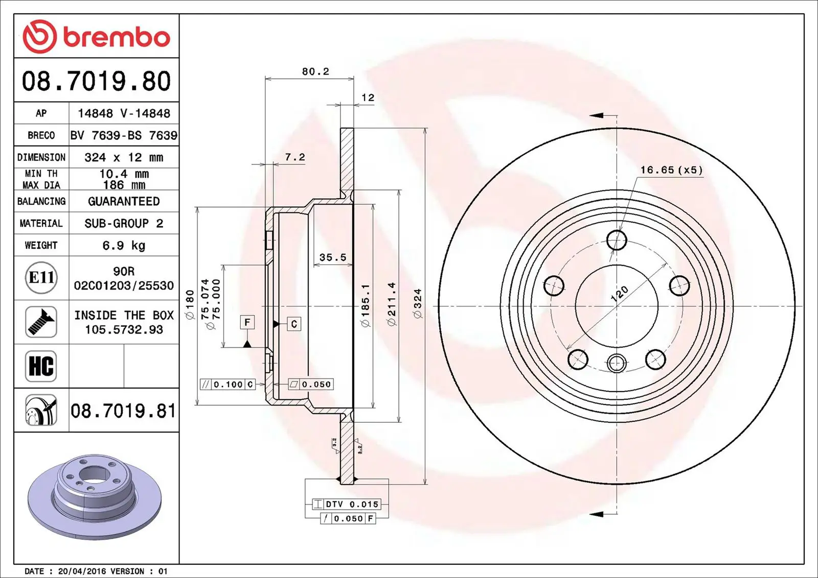 BMW X5 Serisi E53 3.0 d Arka Fren Diski | BREMBO 08701981