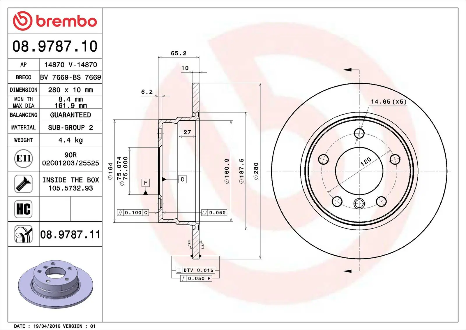 BMW 1 Serisi E87 116 d Arka Fren Diski | BREMBO 08978711