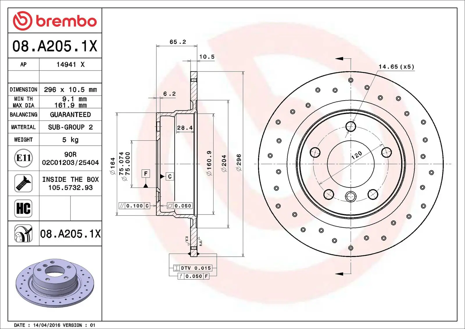 BMW 3 Serisi E90 320 i Arka Fren Diski | BREMBO 08A2051X