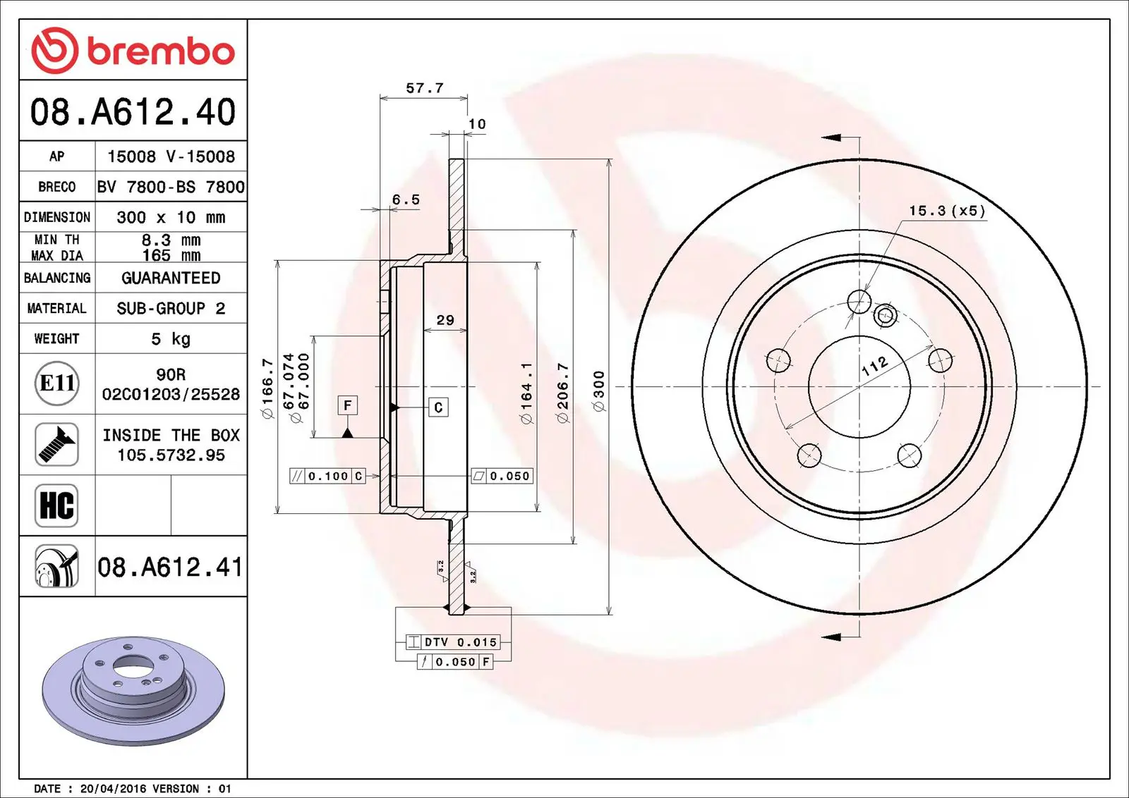 Mercedes C Serisi W204 C 250 CGI Arka Fren Diski | BREMBO 08A61241