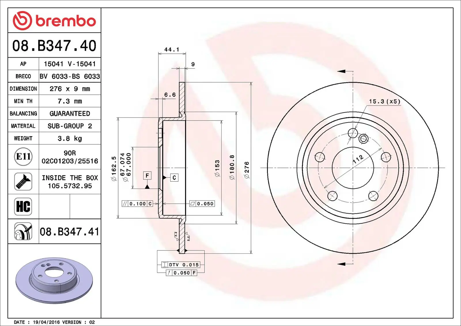 Mercedes B Serisi W246 B 200 CDI Arka Fren Diski | BREMBO 08B34740