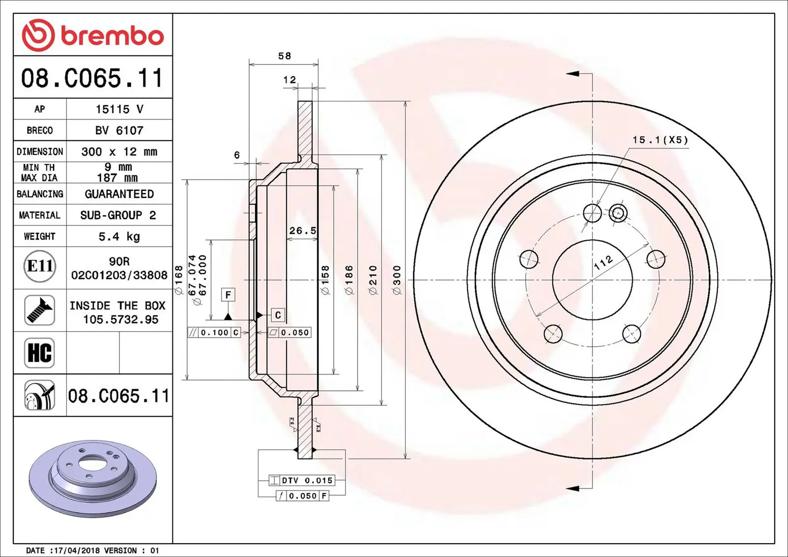 Mercedes Vito Serisi W447 250 CDI Arka Fren Diski | BREMBO 08C06511