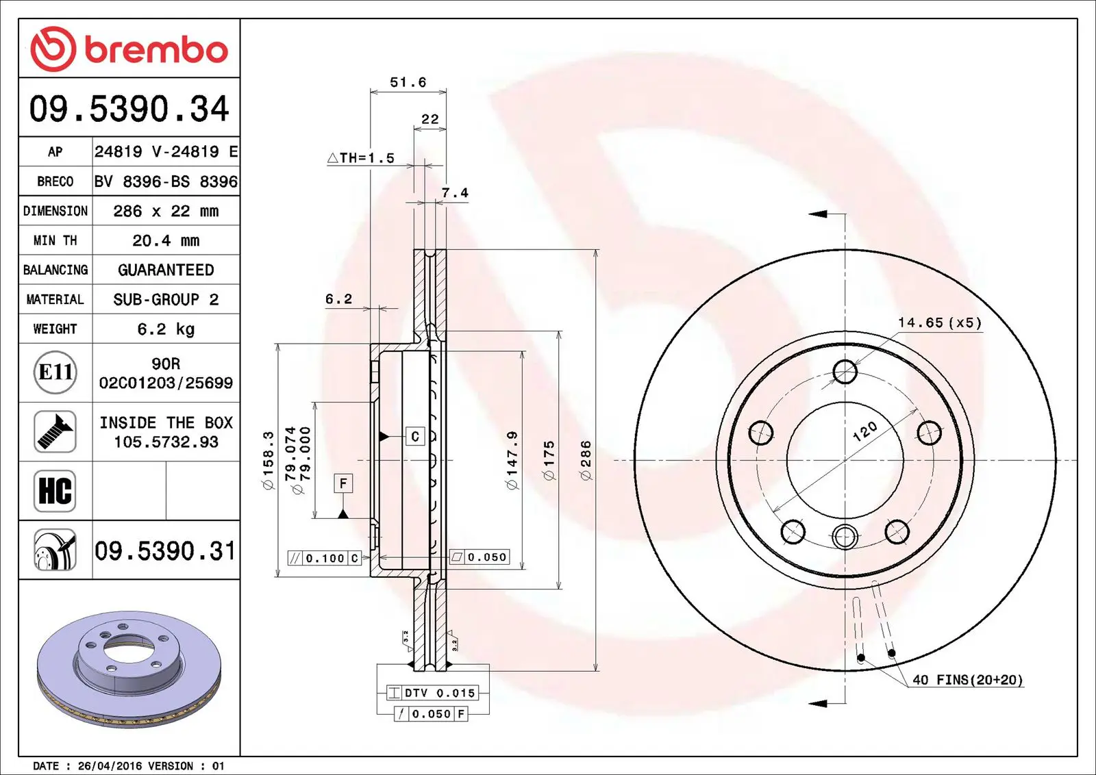 BMW 3 Serisi E46 320 d Ön Fren Diski Havalandırmalı | BREMBO 09539031