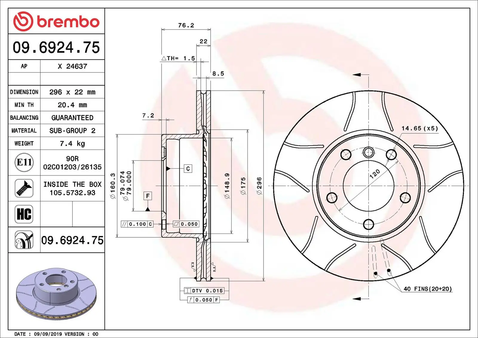 BMW 5 Serisi E39 520 i Ön Fren Diski Havalandırmalı | BREMBO 09692475