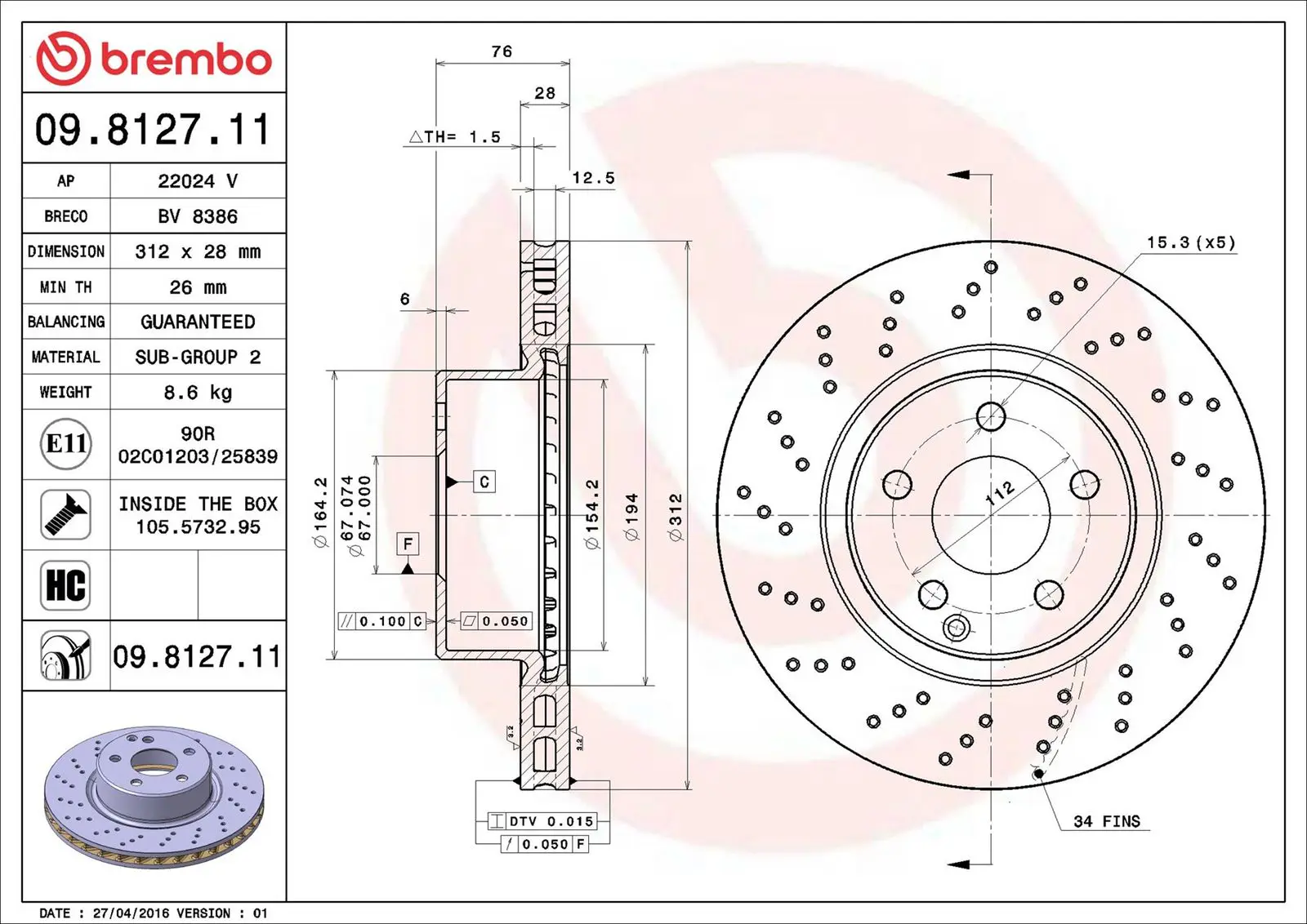 Mercedes S Serisi W220 S 280 Ön Fren Diski Havalandırmalı | BREMBO 09812711