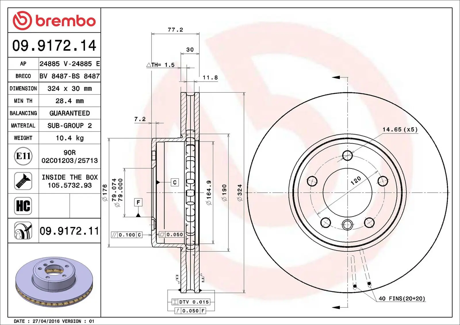 BMW 5 Serisi E60 530 xi Ön Fren Diski Havalandırmalı | BREMBO 09917211