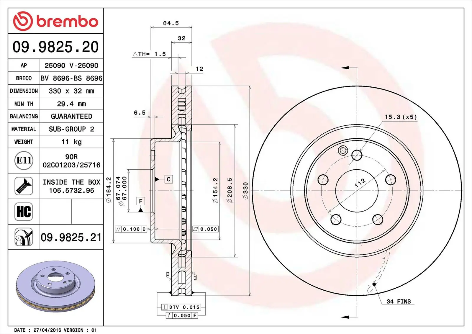 Mercedes E Serisi W211 E 400 CDI Ön Fren Diski Havalandırmalı | BREMBO 09982521