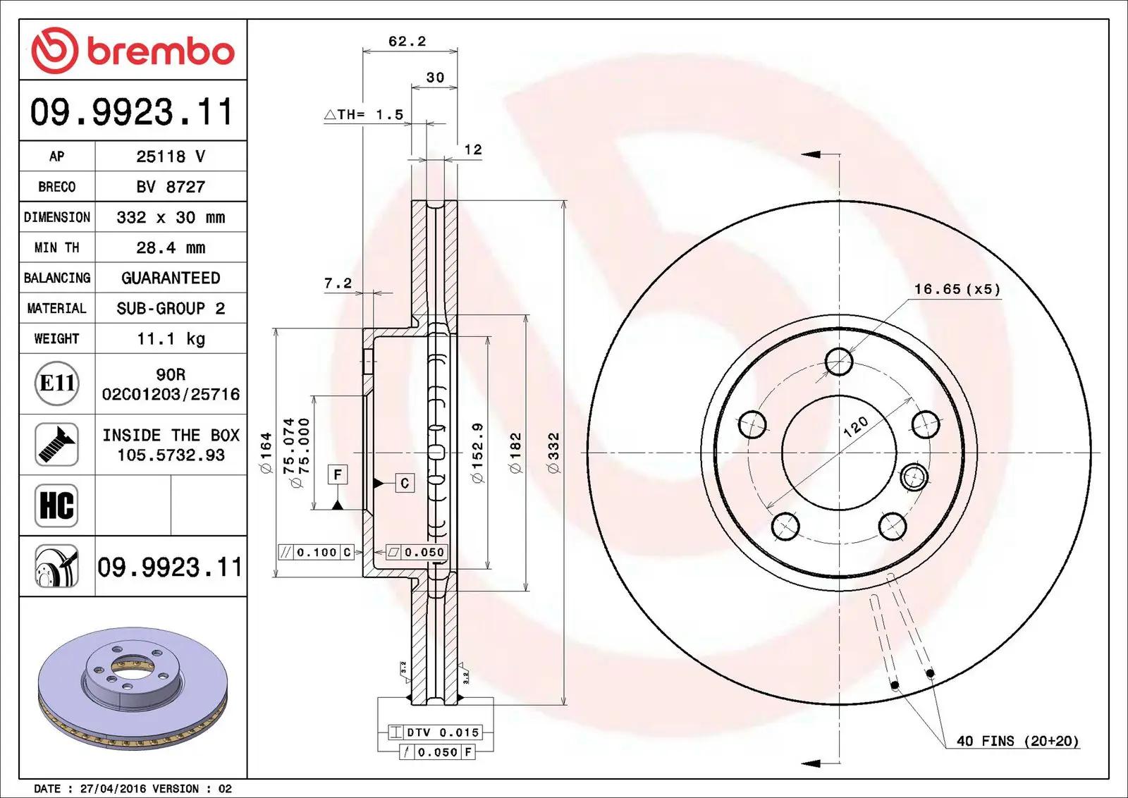 BMW X5 Serisi E70 xDrive 40 d Ön Fren Diski Havalandırmalı | BREMBO 09992311