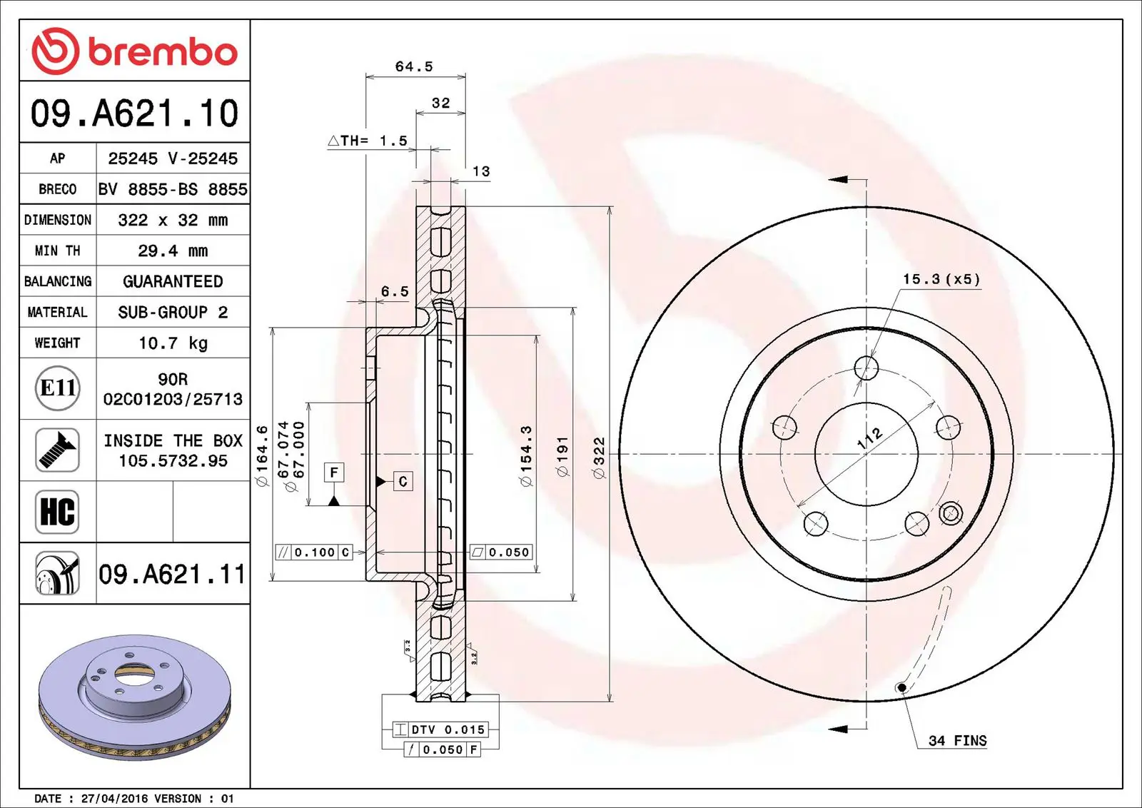 Mercedes E Serisi W212 E 250 CGI Ön Fren Diski Havalandırmalı | BREMBO 09A62111