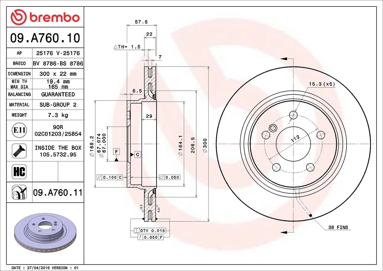 Mercedes C Serisi W204 C 350 CGI Arka Fren Diski Havalandırmalı | BREMBO 09A76011