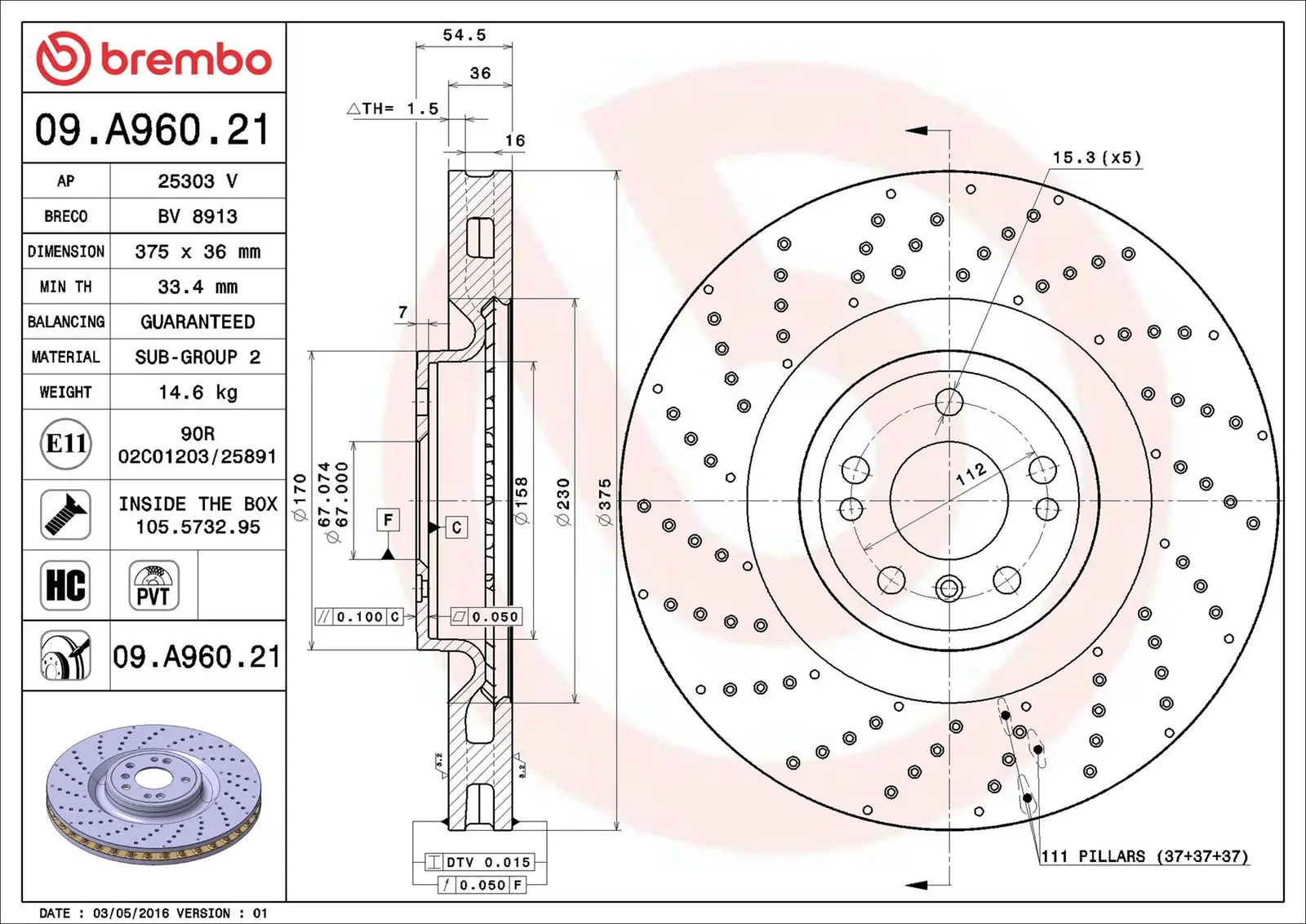 Mercedes GL Serisi W166 ML 63 AMG 4-matic Ön Fren Diski Havalandırmalı | BREMBO 09A96021
