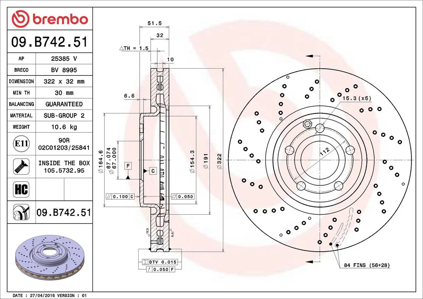 Mercedes CLS Serisi W218 CLS 350 CDI / d Ön Fren Diski Havalandırmalı | BREMBO 09B74251