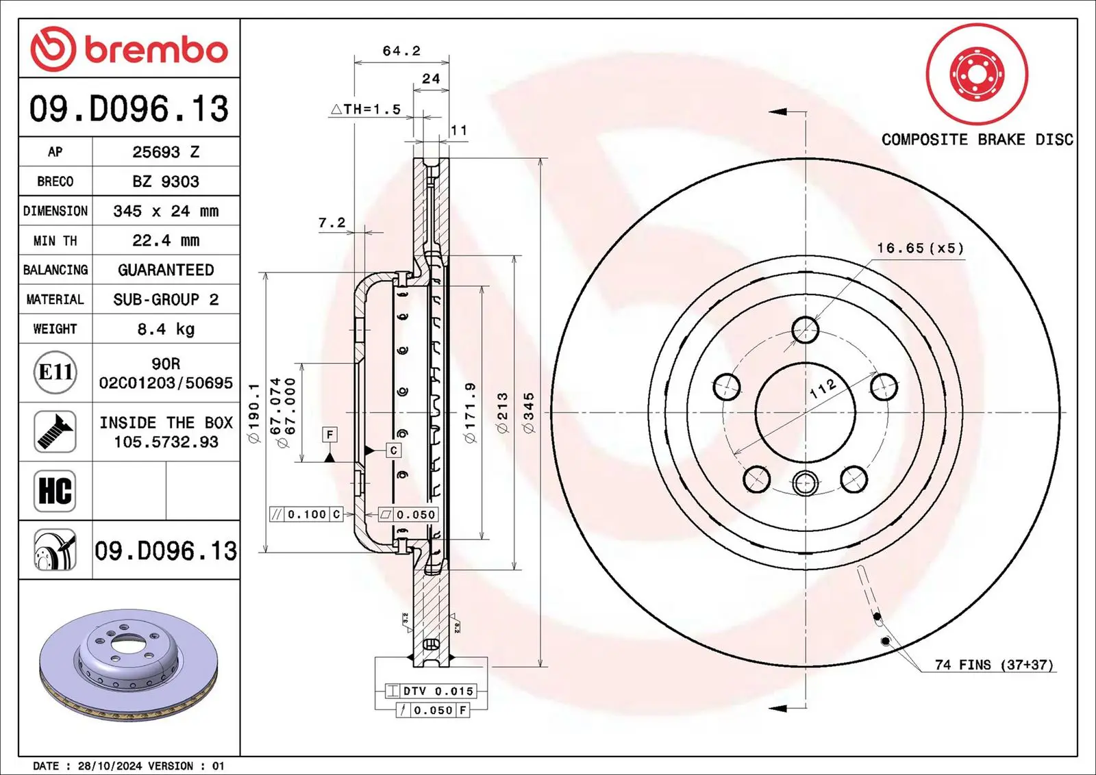 BMW 3 Serisi G20 316 d Mild-Hybrid Arka Fren Diski Havalandırmalı | BREMBO 09D09613