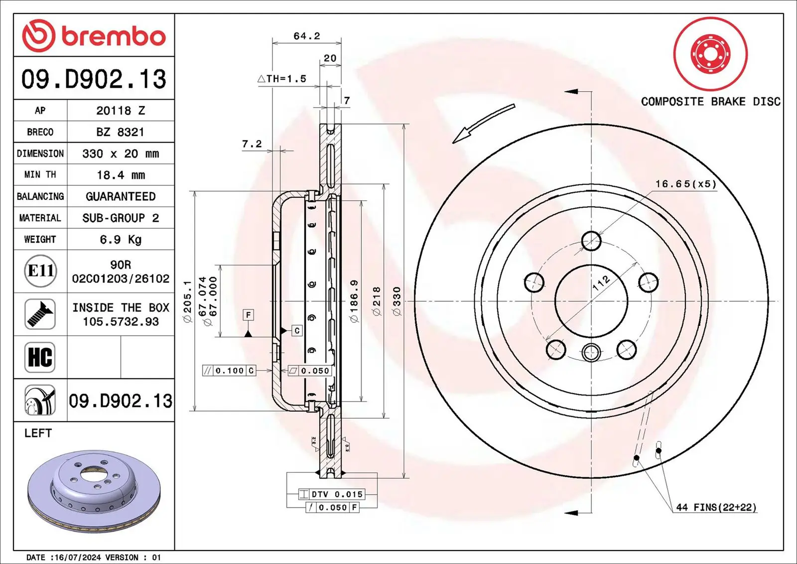 BMW 5 Serisi F90 520 d Mild-Hybrid Arka Fren Diski Havalandırmalı | BREMBO 09D90213