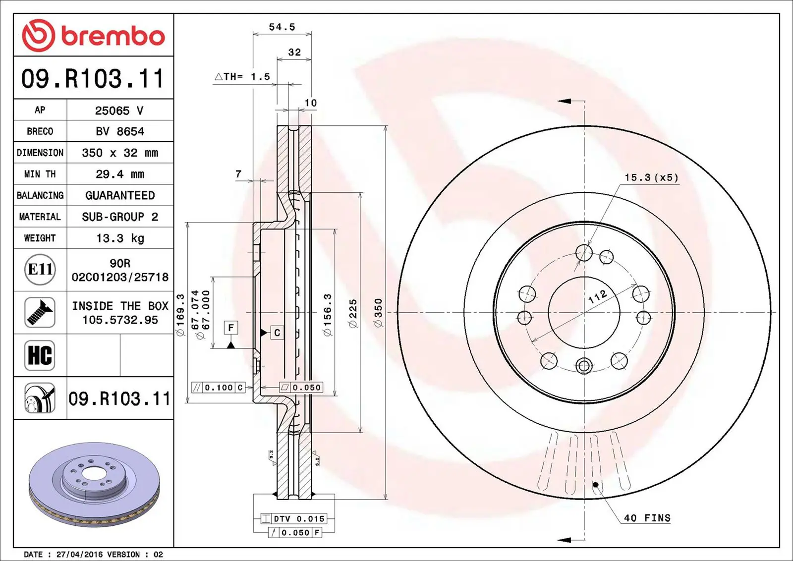 Mercedes R Serisi W251 R 280 Ön Fren Diski Havalandırmalı | BREMBO 09R10311