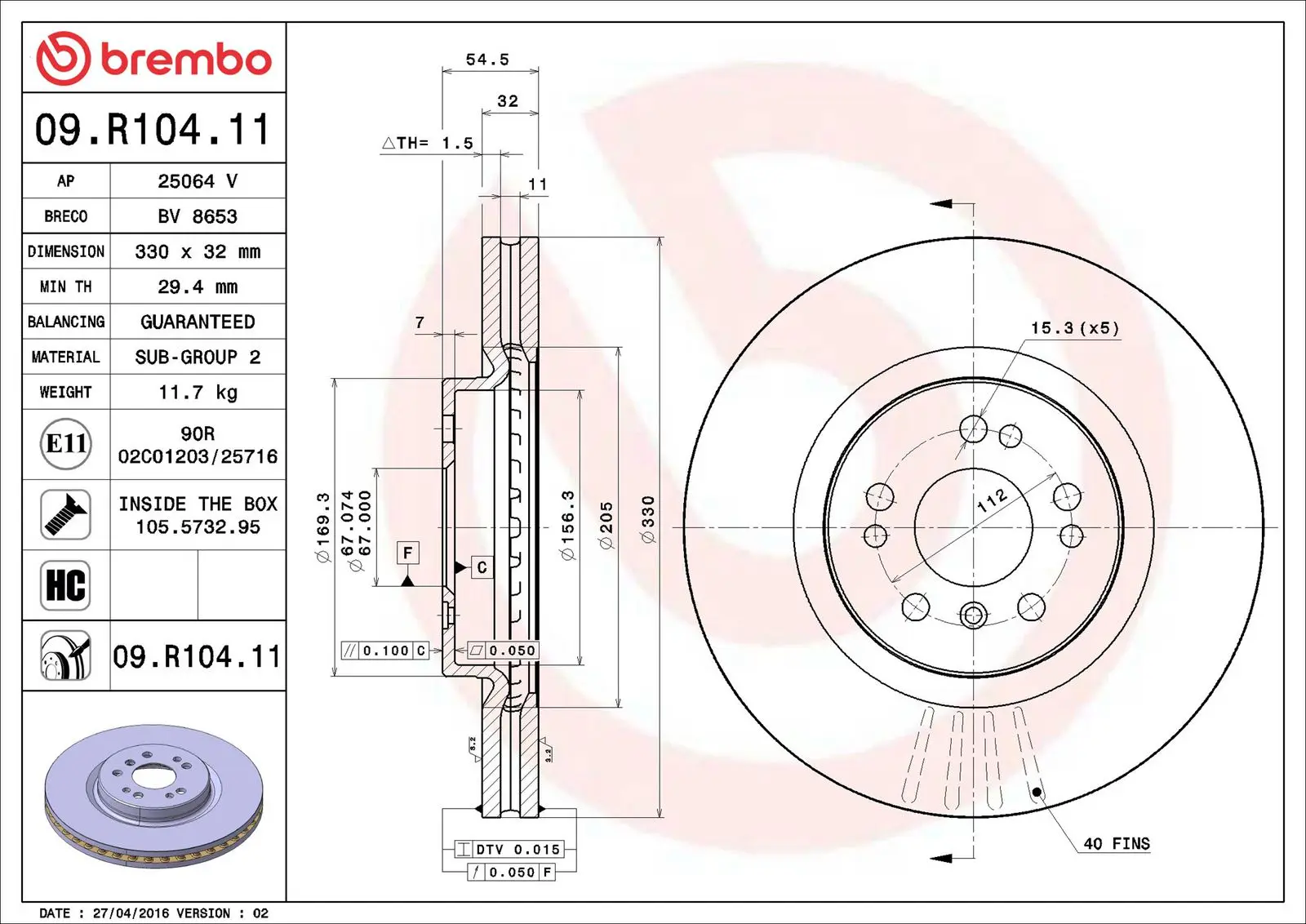 Mercedes R Serisi W251 R 350 CGI 4-matic Ön Fren Diski Havalandırmalı | BREMBO 09R10411