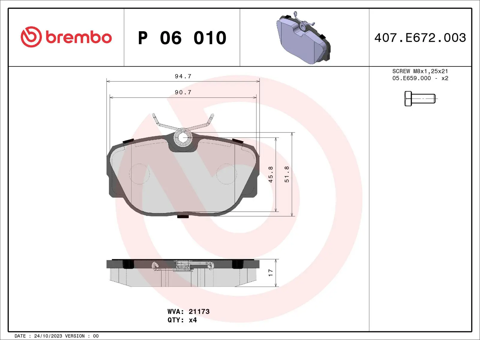 BMW 3 Serisi E30 316 i Ön Fren Balatası | BREMBO P06010