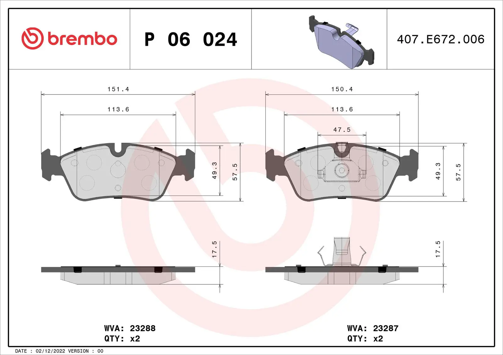 BMW 3 Serisi E46 316 i Ön Fren Balatası | BREMBO P06024