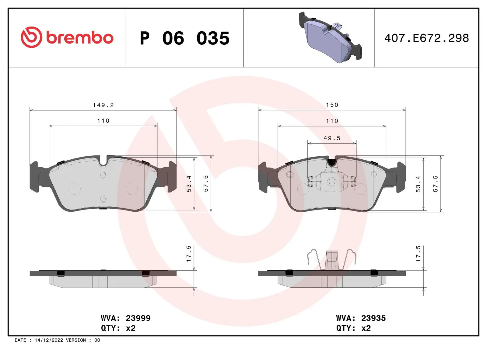 BMW 3 Serisi E91 318 d Ön Fren Balatası | BREMBO P06035