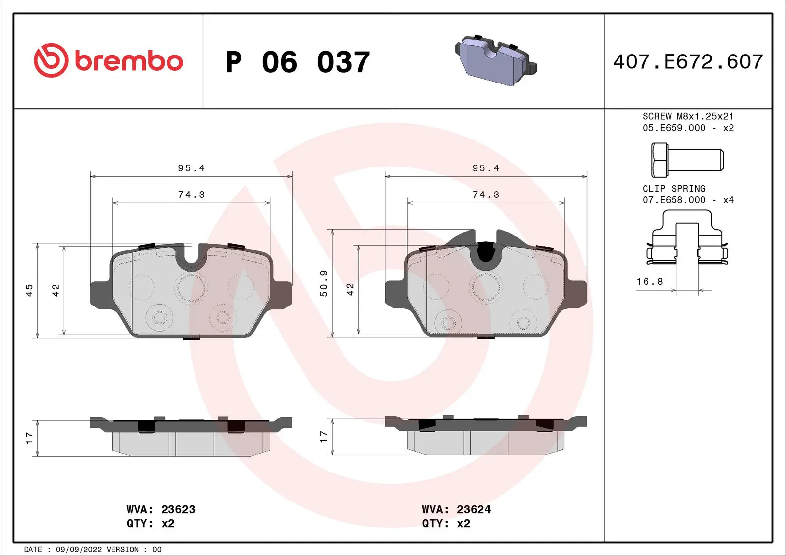 BMW 1 Serisi E87 118 d Arka Fren Balatası | BREMBO P06037