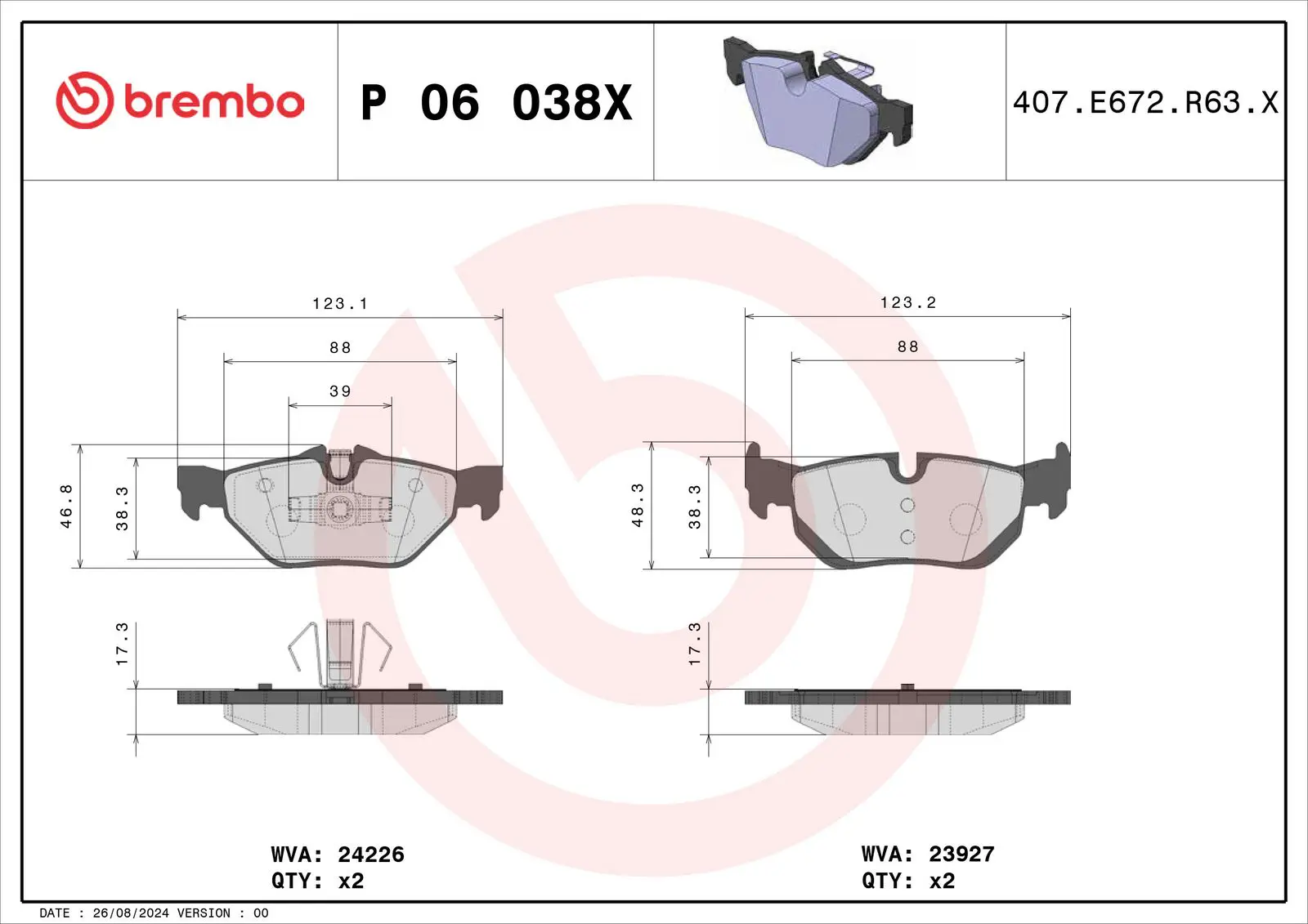 BMW 1 Serisi E87 120 d Arka Fren Balatası Delikli | BREMBO P06038X