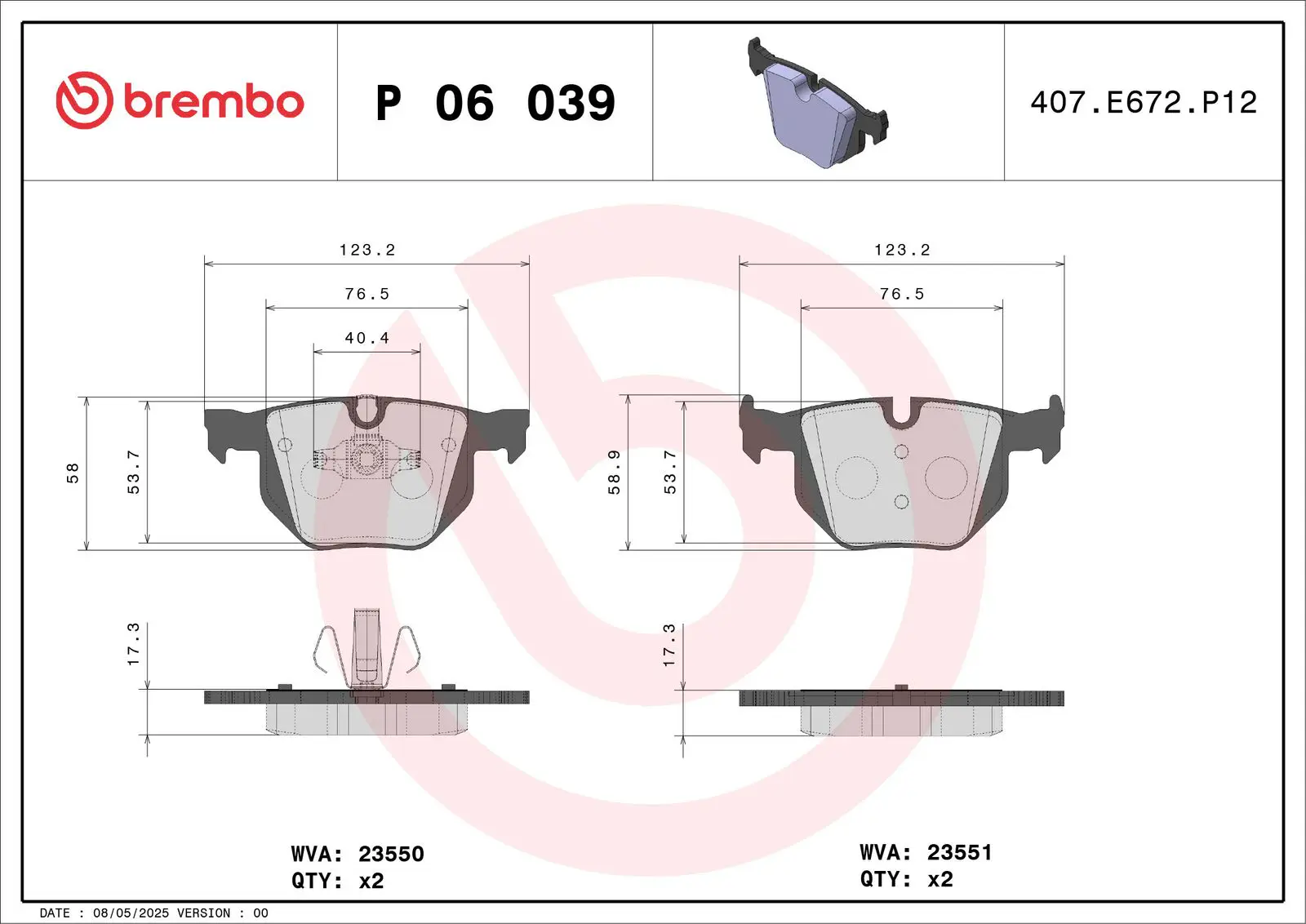 BMW 3 Serisi E90 325 d Arka Fren Balatası | BREMBO P06039