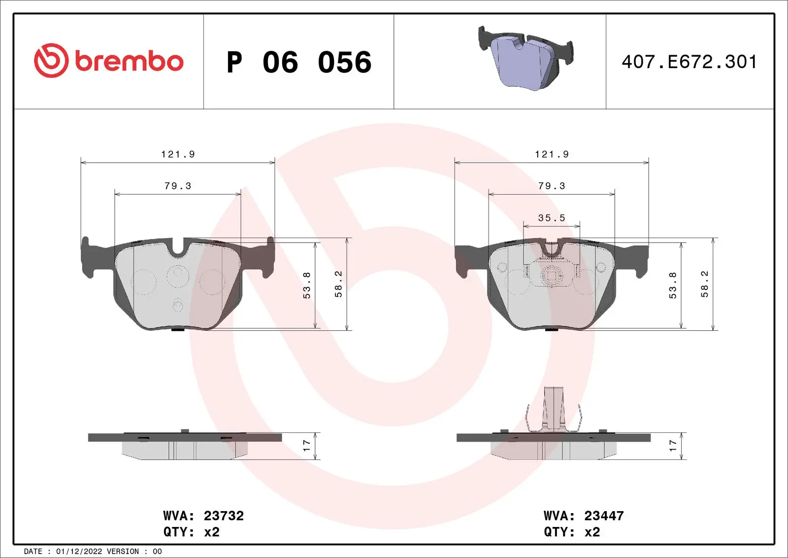 BMW X5 Serisi E70 xDrive 30 d Arka Fren Balatası | BREMBO P06056