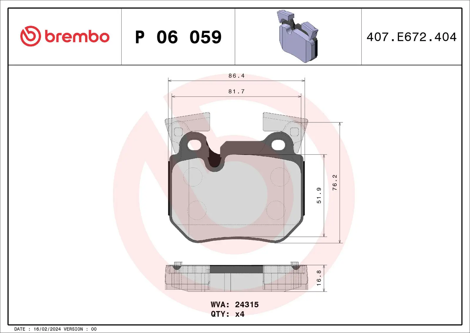 BMW 1 Serisi E87 135 i Arka Fren Balatası | BREMBO P06059