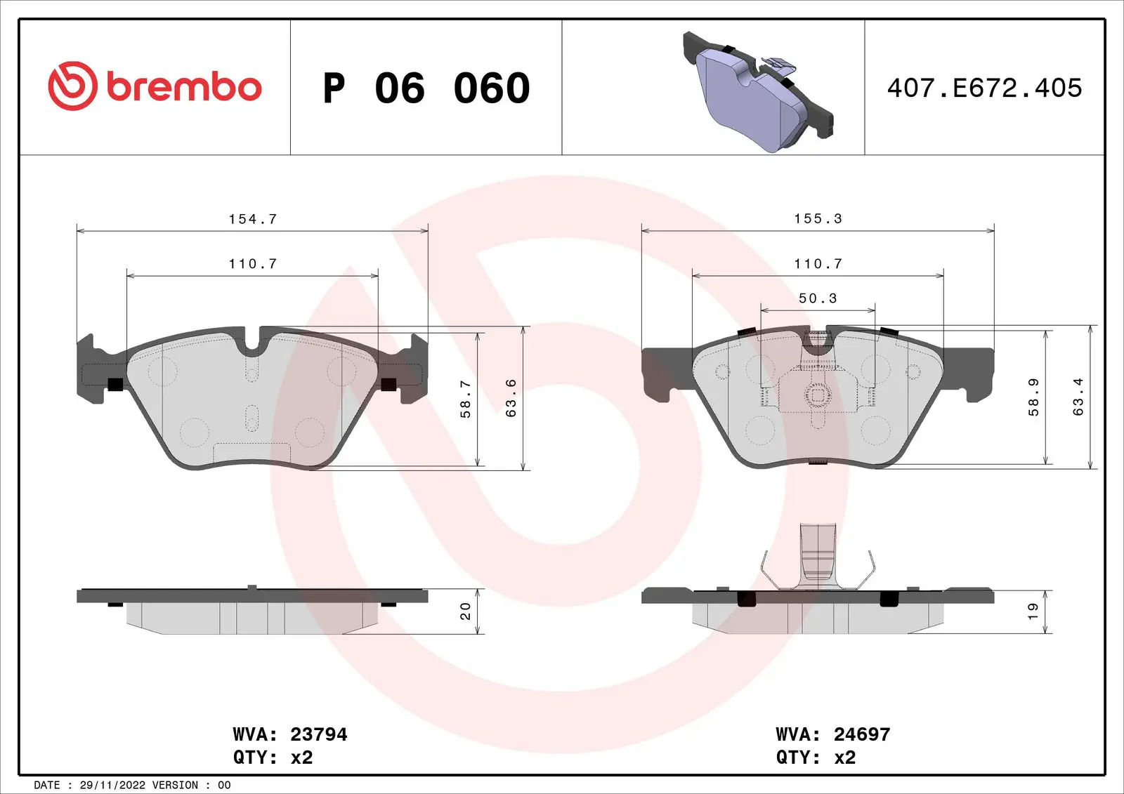 BMW 5 Serisi F10 525 d xDrive Ön Fren Balatası | BREMBO P06060