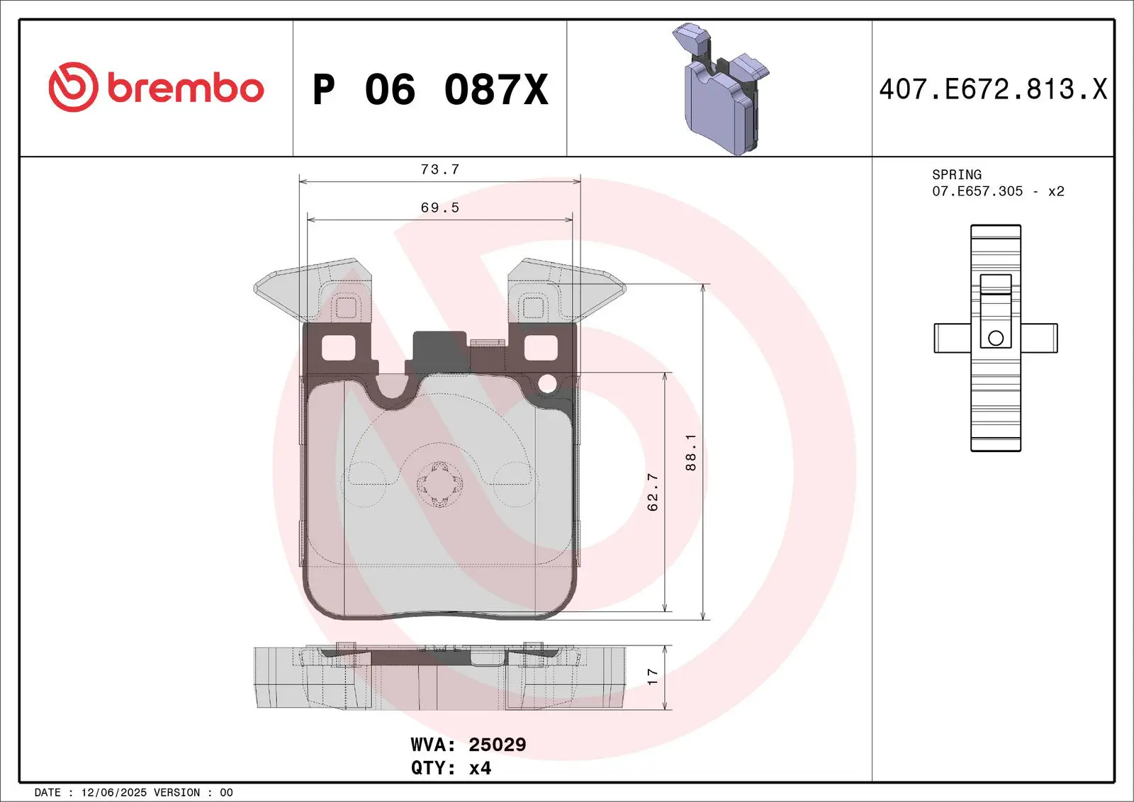 BMW 1 Serisi F20 116 d Arka Fren Balatası Delikli | BREMBO P06087X
