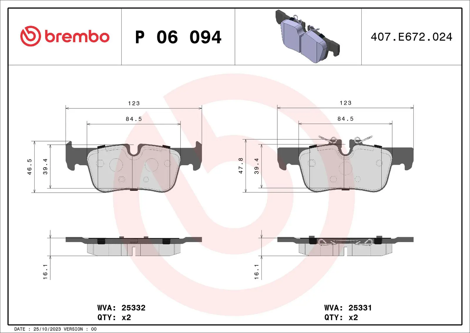 BMW 1 Serisi F40 116 d Arka Fren Balatası | BREMBO P06094