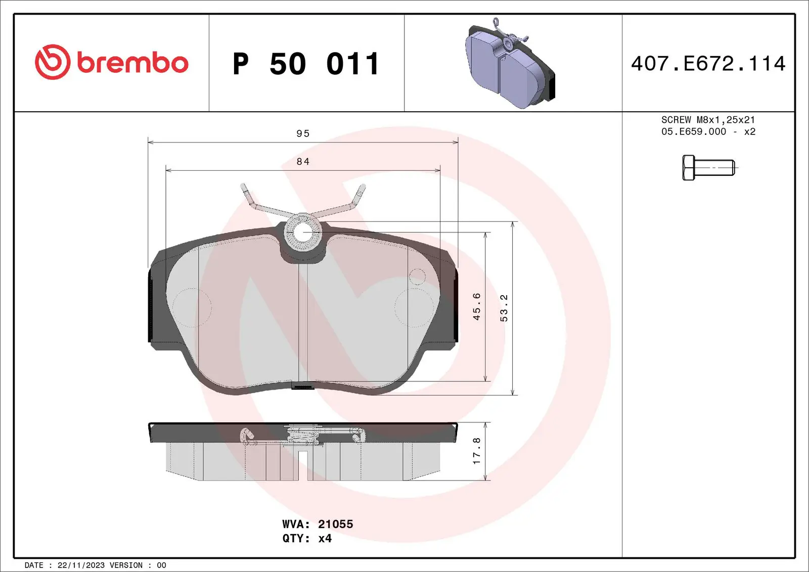 Mercedes W201 Kasa D 2.5 Ön Fren Balatası | BREMBO P50011
