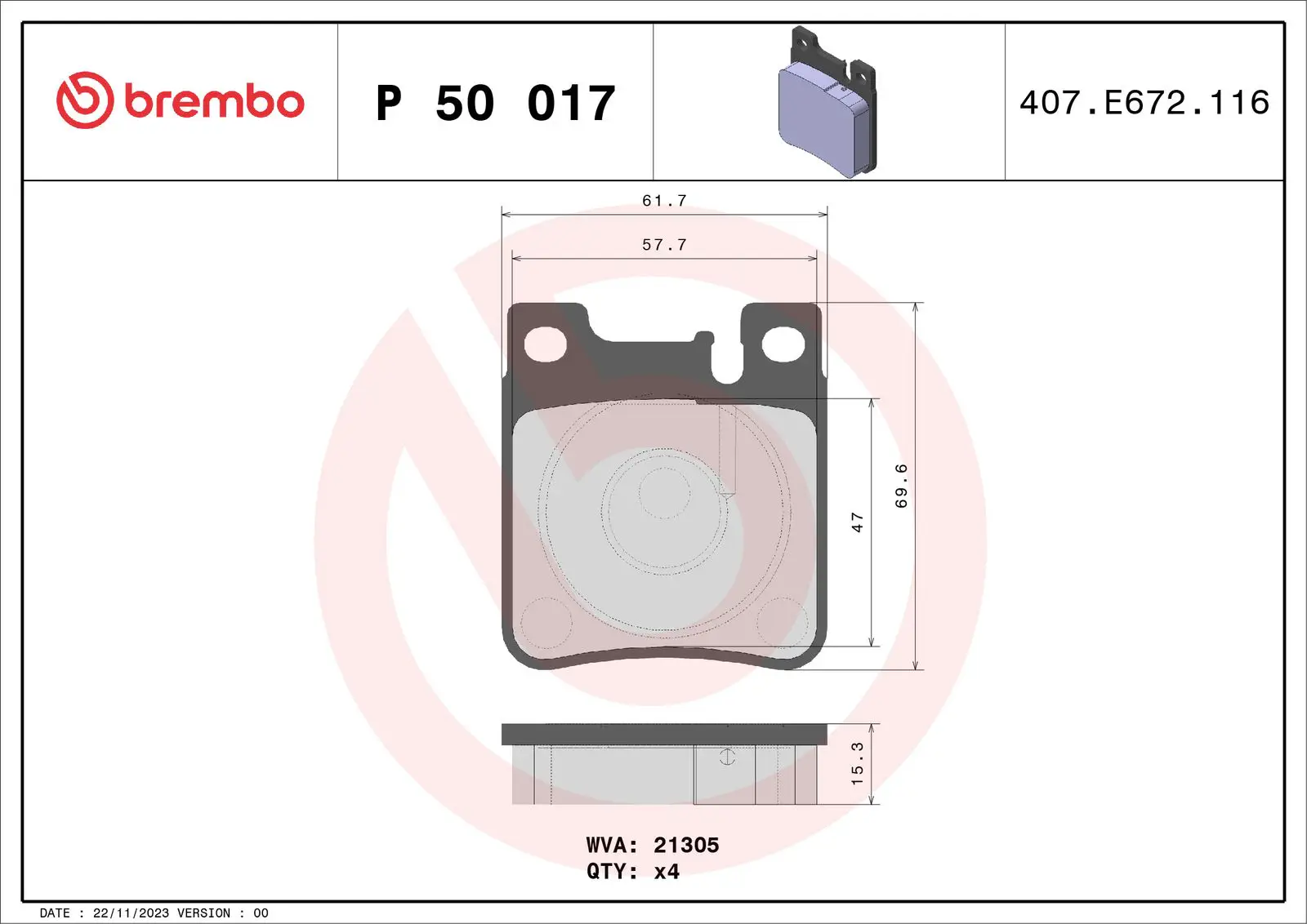 Mercedes C Serisi W202 C 43 AMG Arka Fren Balatası | BREMBO P50017