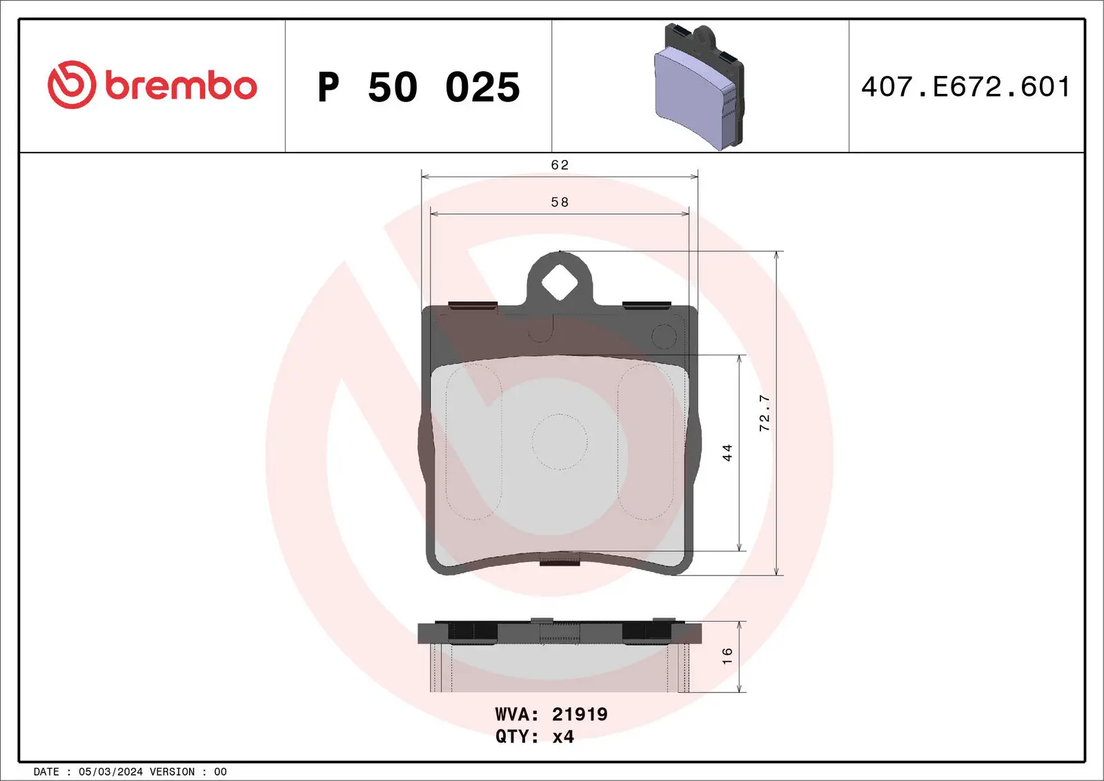 Mercedes E Serisi W210 E 220 CDI Arka Fren Balatası | BREMBO P50025