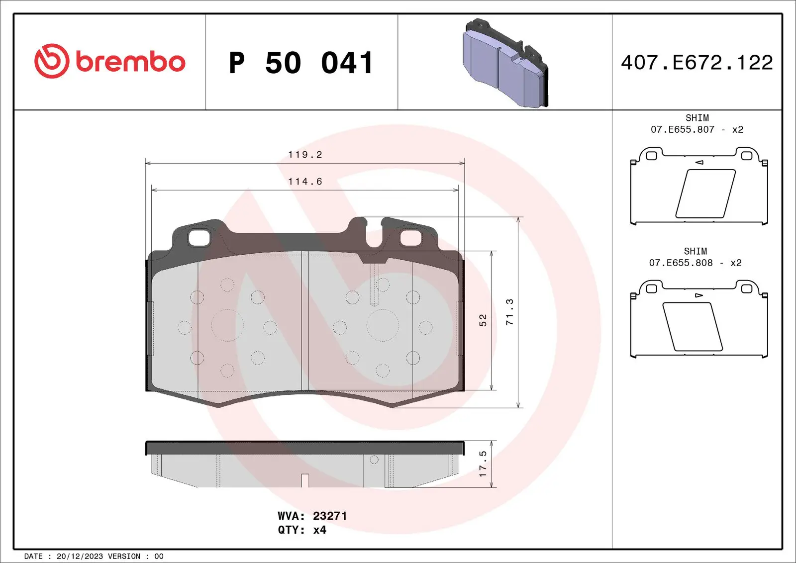 Mercedes S Serisi W220 S 320 Ön Fren Balatası | BREMBO P50041