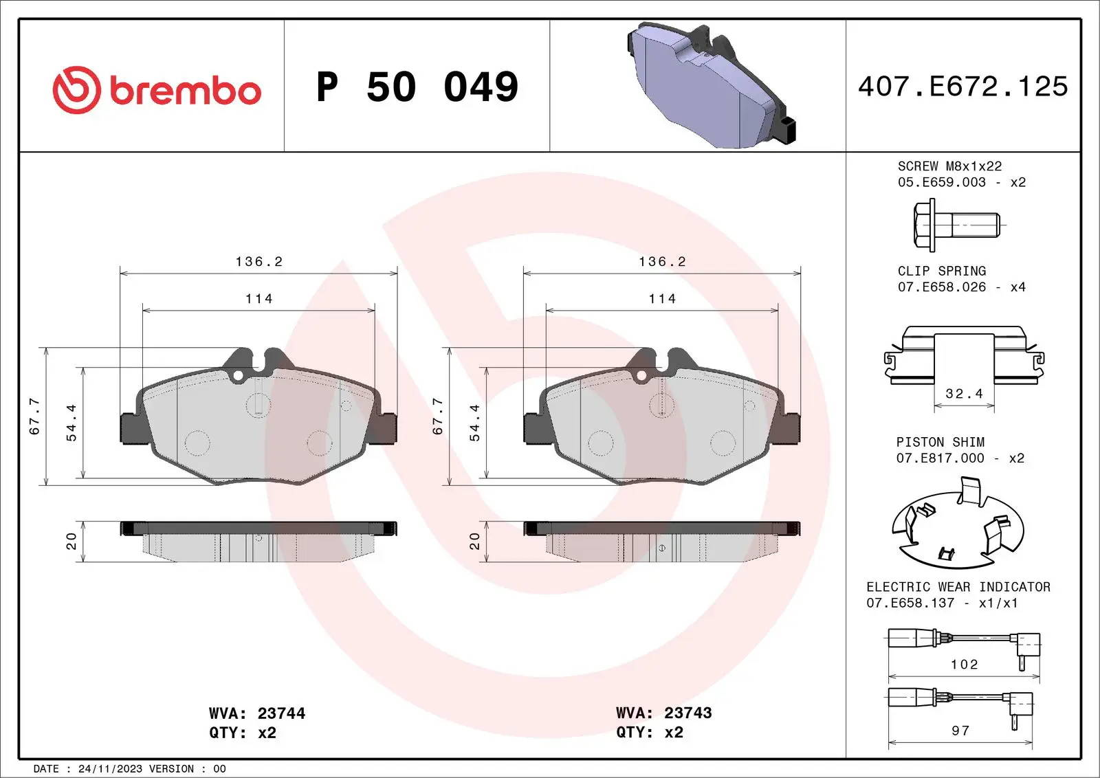Mercedes E Serisi W211 E 280 T CDI Ön Fren Balatası | BREMBO P50049
