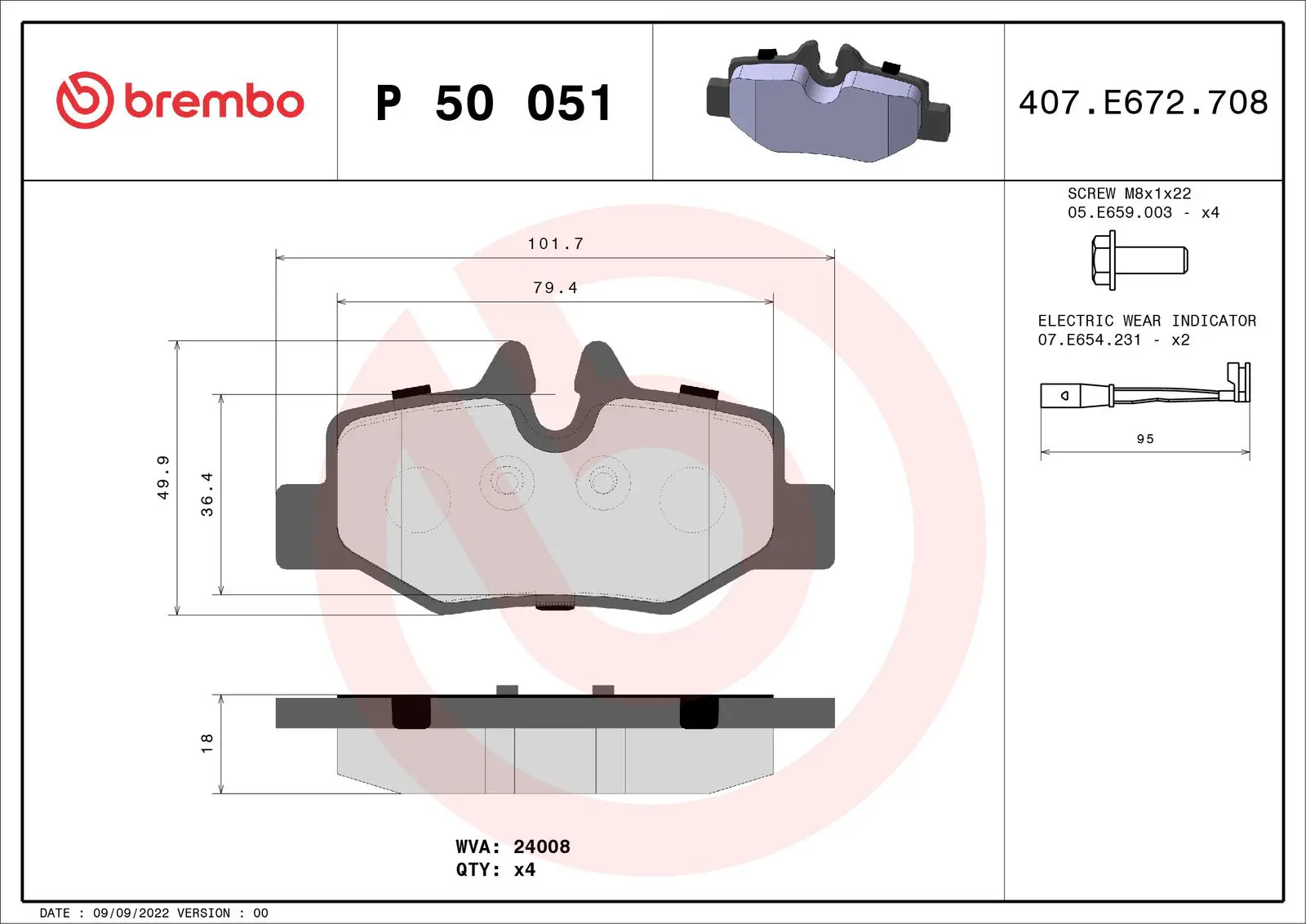 Mercedes Vito Serisi W639 110 CDI Arka Fren Balatası | BREMBO P50051