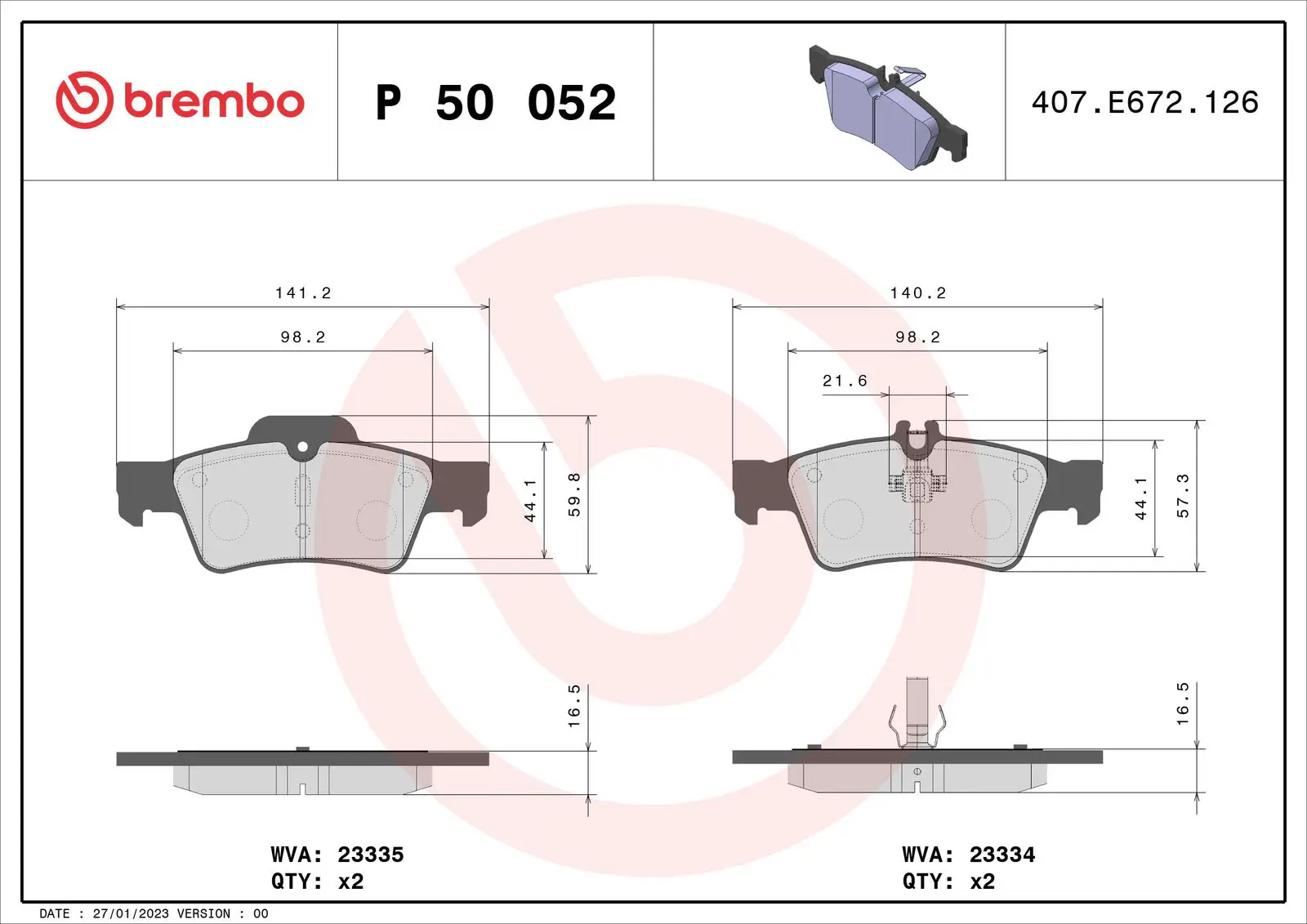 Mercedes CLS Serisi W219 CLS 350 CDI Arka Fren Balatası | BREMBO P50052