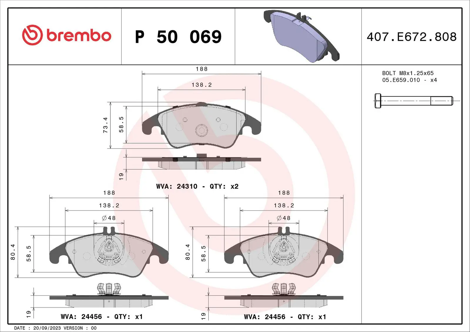 Mercedes C Serisi W204 C 250 Ön Fren Balatası | BREMBO P50069