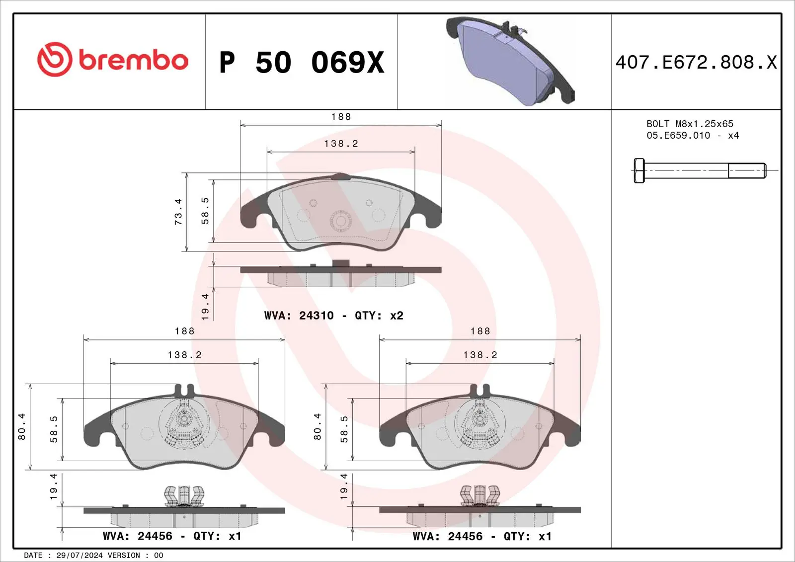 Mercedes C Serisi W204 C 250 CDI 4-matic Ön Fren Balatası Delikli | BREMBO P50069X